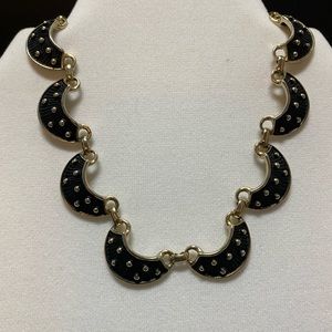 Beautiful Black Enamel and Gold-tone Necklace